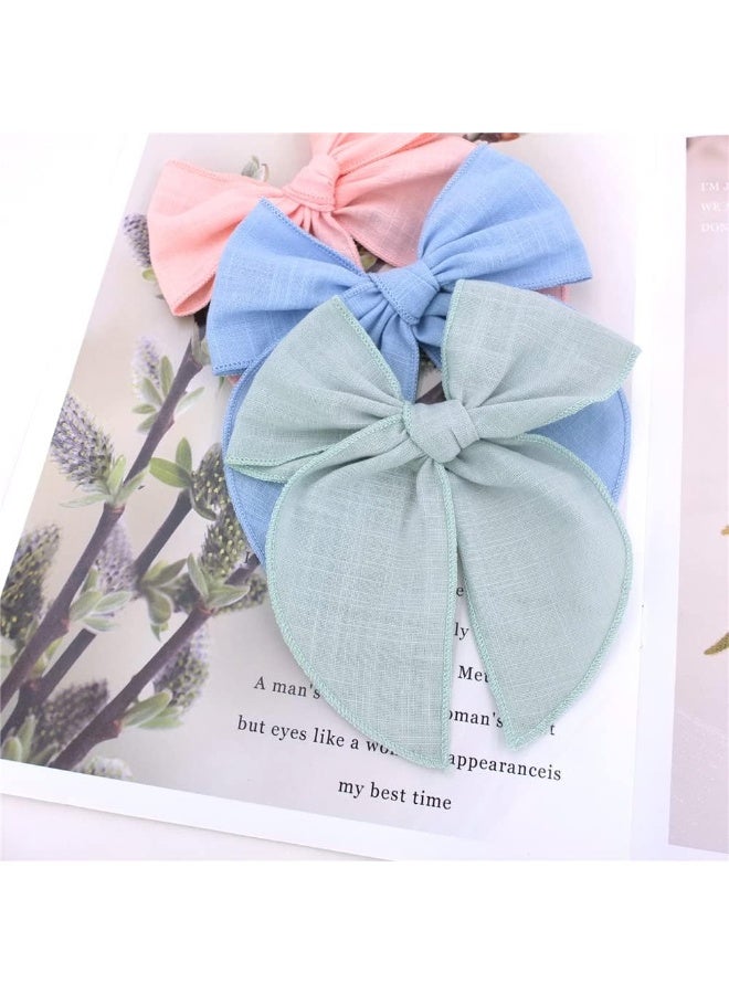 Sugarmelon Pack of 24 Large Fable Bow Hair Clips for Girls Women Linen Hair Bow Alligator Clips Toddler Baby Kids Young Girl Hair Accessories - Image 2