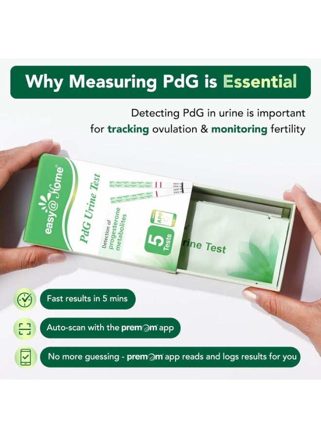 Easy@Home PdG Test Strips: 5 Pack - Track Ovulation Insights with Progesterone Urine Tests – at Home Fertility Test for Women with Premom Ovulation App - PdG (Pregnanediol Glucuronide) Tests - Image 5
