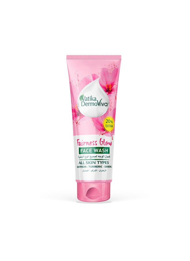 VATIKA Vatika Dermoviva Fairness Glow Face Wash 50ml + 10 ml | Saffron, Turmeric & Sandal | For All Skin Types  - Image 1