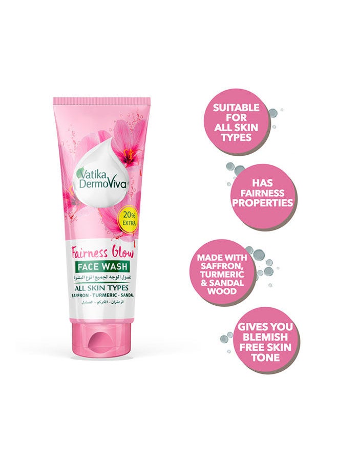 VATIKA Vatika Dermoviva Fairness Glow Face Wash 50ml + 10 ml | Saffron, Turmeric & Sandal | For All Skin Types  - Image 2