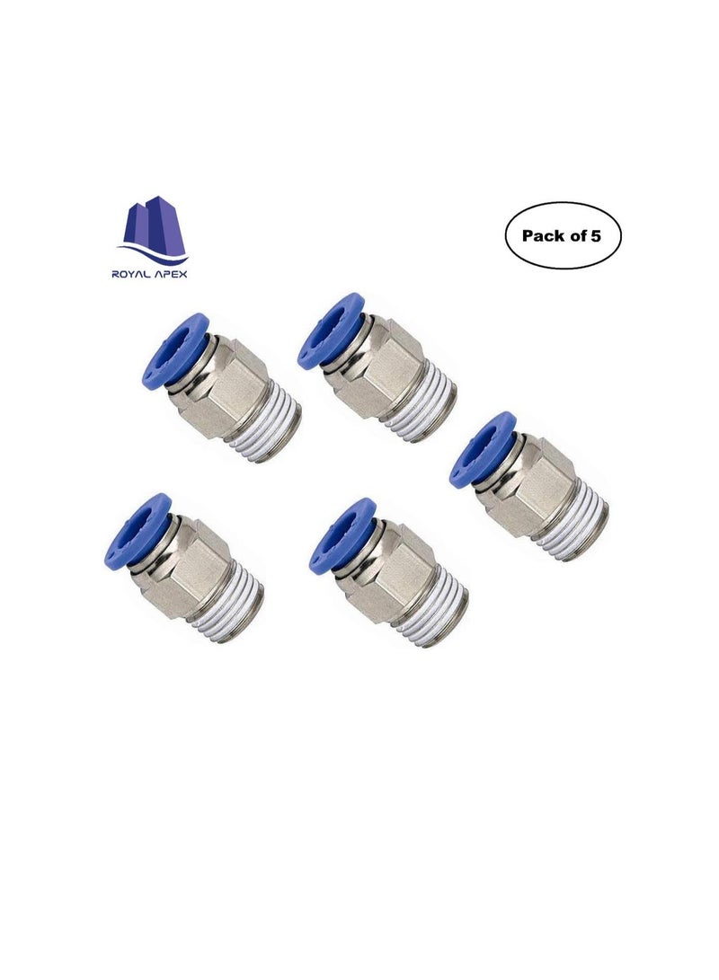 PU Pipe Fittings Polyurethane Pneumatic Pipe Push in to Connect Fittings Male Socket Pack of 5, 10mmx1/4" - Image 1