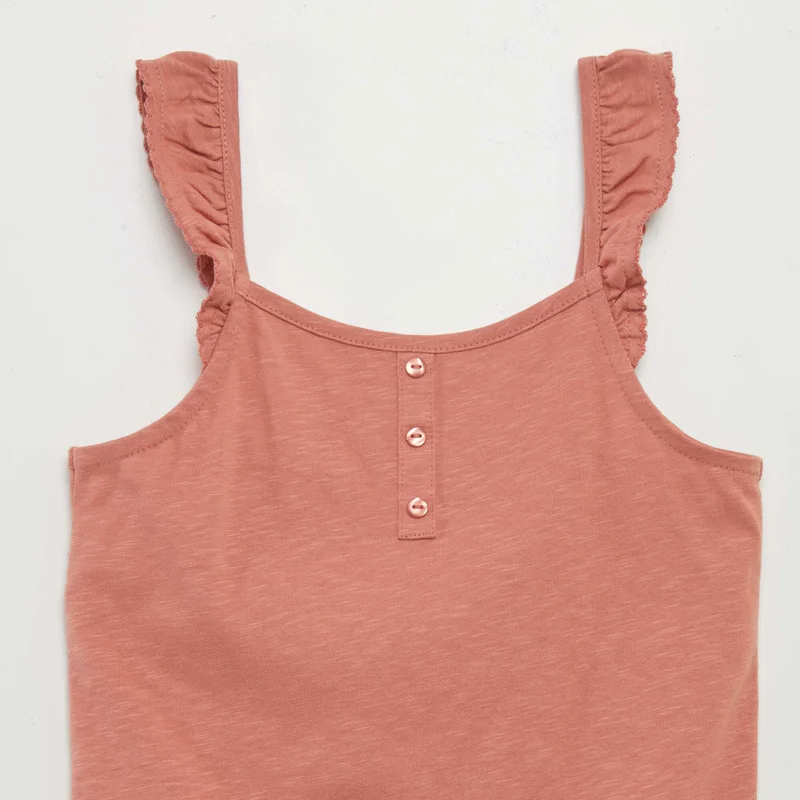 Kiabi Vest Top With Ruffled Straps Pink