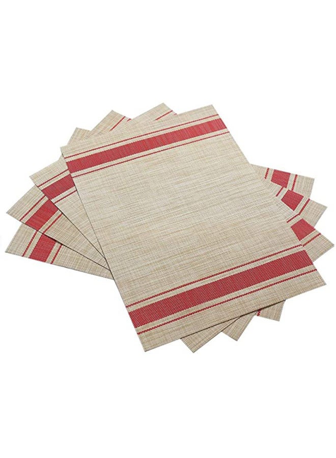 PVC Placemat Japanese Style Linen Striped Non-slip Placemat Easy To Clean Woven Western Food Heat Insulation Mat Coaster Table Towel Table Runner-Color:Blue - Image 3