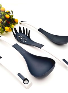 PUNTO Teflon Fireproof Service Ladle Spoon Set 4 Piece White Black Color Non-Scratch Dowry Set  - Image 2
