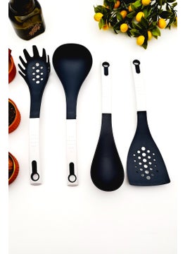 PUNTO Teflon Fireproof Service Ladle Spoon Set 4 Piece White Black Color Non-Scratch Dowry Set  - Image 3