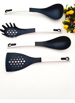 PUNTO Teflon Fireproof Service Ladle Spoon Set 4 Piece White Black Color Non-Scratch Dowry Set  - Image 4