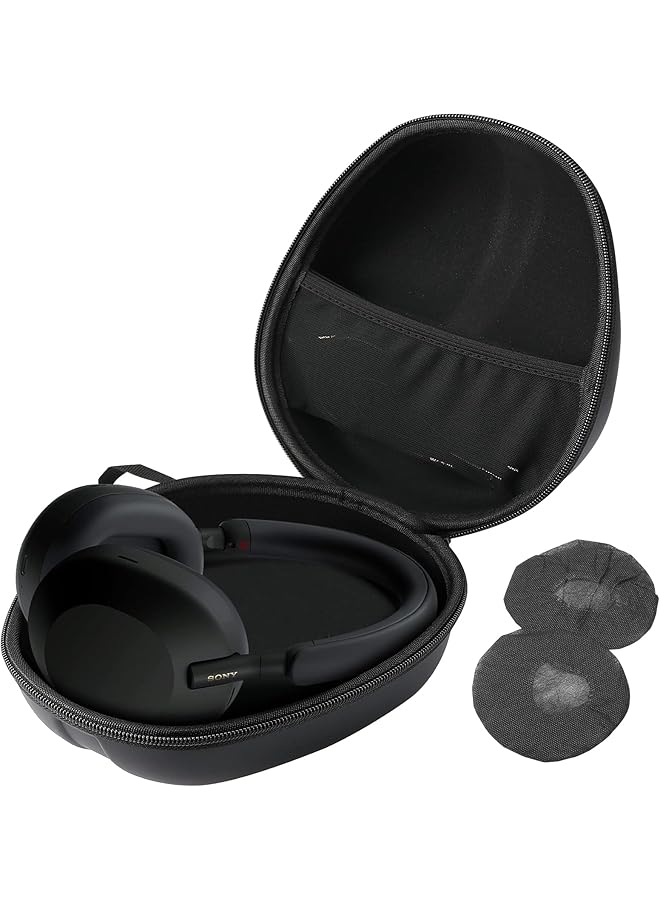 Procases Hard Shell Headphone Case For Sony Beats Philips Bose Jbl Maxell Panasonic Audio Technica Skullcandy And More Travel Carrying Bag With 2 Earpad Covers Black - Image 1