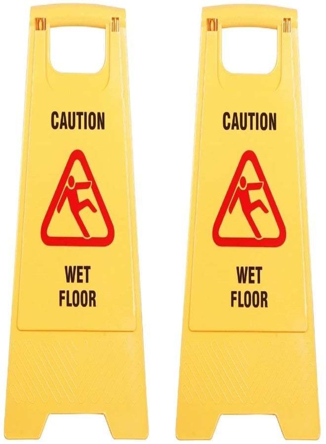 Shivis™Wet Floor Sign Board, (Pack of 2),Safety Signs, Wet Floor Stand, Wet Area Board, Yellow Caution Sign Board, Floor Cleaning Signs, Plastic Sign Board, Housekeeping Signage. - Image 1