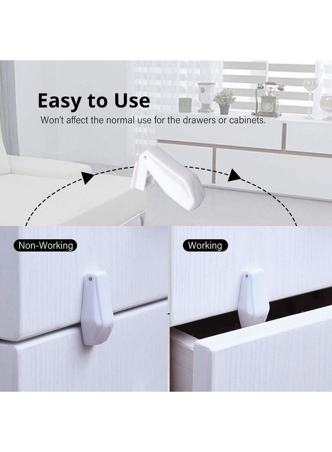 Eudemon Plastic 8 Pack Kids Proofing Safety Drawer Stoppers Baby Safety Child Proofing Drawer Pinch Guards Easy To Install And Use 3M Vhb Adhesive No Tools Need Or Drill (White) - Image 5