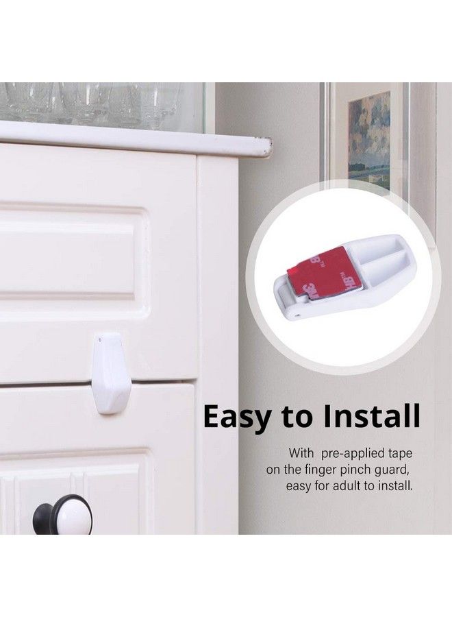 Eudemon Plastic 8 Pack Kids Proofing Safety Drawer Stoppers Baby Safety Child Proofing Drawer Pinch Guards Easy To Install And Use 3M Vhb Adhesive No Tools Need Or Drill (White) - Image 4
