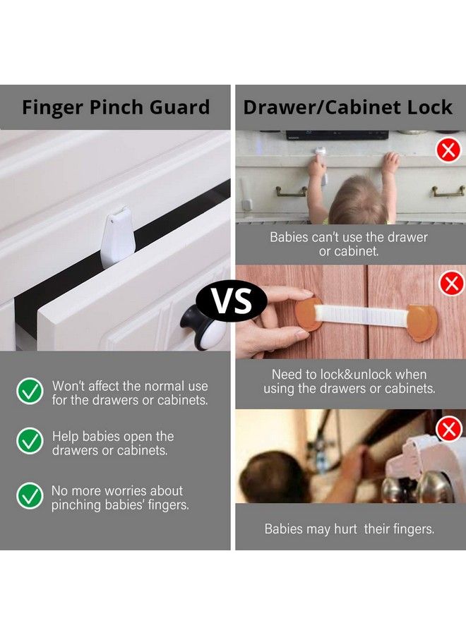 Eudemon Plastic 8 Pack Kids Proofing Safety Drawer Stoppers Baby Safety Child Proofing Drawer Pinch Guards Easy To Install And Use 3M Vhb Adhesive No Tools Need Or Drill (White) - Image 3