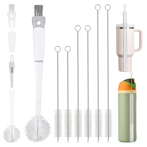 YINCL Straw Cleaner Brush Bottle Brush Kit for Stanley Cup Tumbler - Multifunctional Water Bottle Cleaner and 3-Size Straw Cleaning Brushes for Owala Freesip/Simple Modern/Yeti Tumbler, Cup Lid Gap Cleaners - Image 1