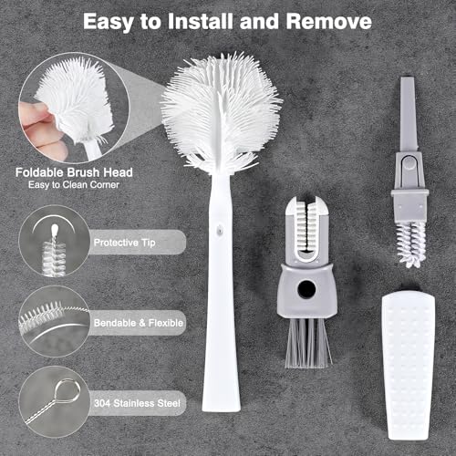 YINCL Straw Cleaner Brush Bottle Brush Kit for Stanley Cup Tumbler - Multifunctional Water Bottle Cleaner and 3-Size Straw Cleaning Brushes for Owala Freesip/Simple Modern/Yeti Tumbler, Cup Lid Gap Cleaners - Image 3