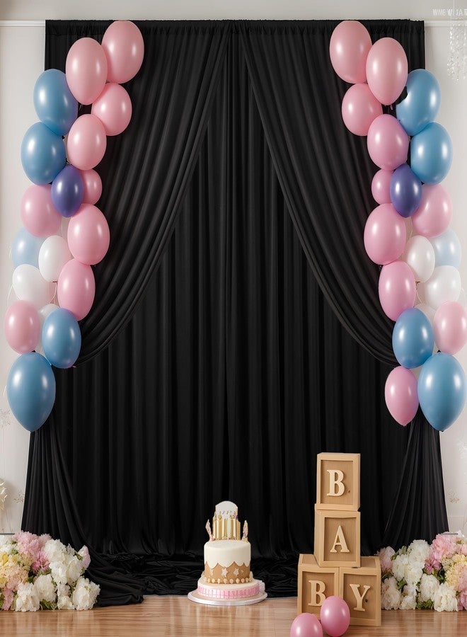 NSSONBEN 20ft x 10ft Wrinkle Free Black Backdrop Curtain for Parties Weddings, 4 Panels Silk Polyester Black Drapes for Backdrop 10 ft Photo Back Drop Cloth for Birthday Graduation Photography Background - Image 3