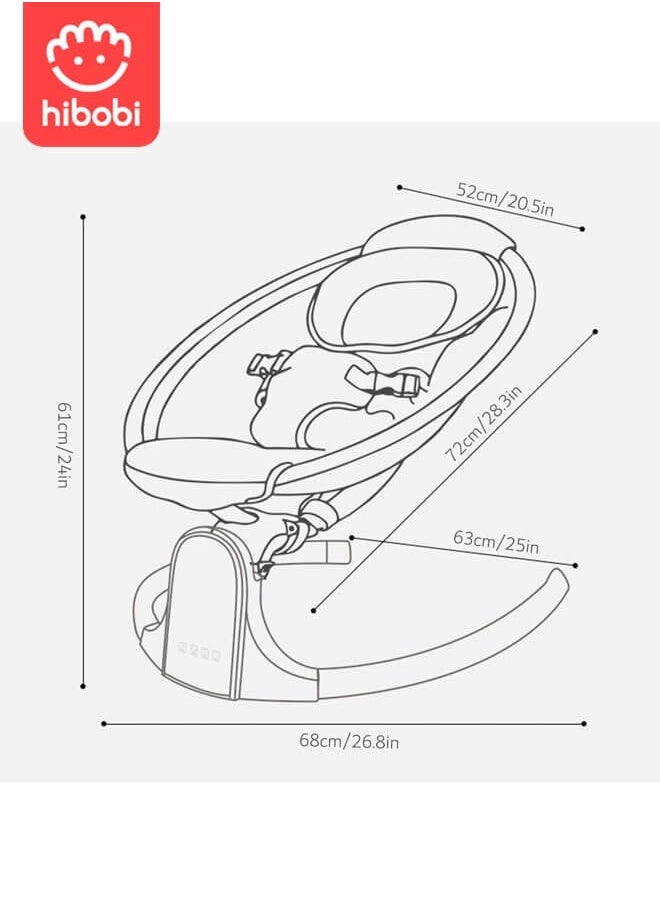 hibobi - Electric Baby Rocking Chair with Remote Control and Bluetooth, Multi-functional Cradle with Music, Mosquito Net and Hanging Toys for Entertainment baby swing electric - Image 1