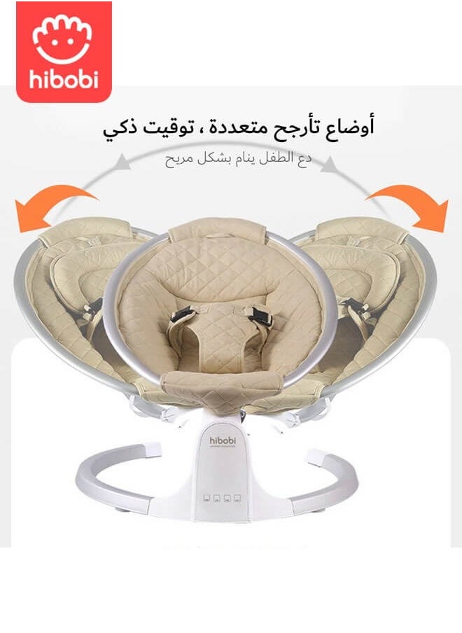 hibobi Electric Baby Rocking Chair with Remote Control and Bluetooth, Multi-functional Cradle with Music, Mosquito Net and Hanging Toys for Entertainment baby swing electric  - Image 2