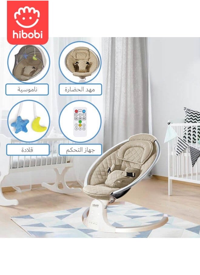 hibobi Electric Baby Rocking Chair with Remote Control and Bluetooth, Multi-functional Cradle with Music, Mosquito Net and Hanging Toys for Entertainment baby swing electric  - Image 3