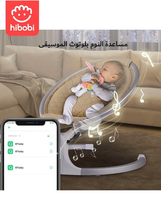 hibobi Electric Baby Rocking Chair with Remote Control and Bluetooth, Multi-functional Cradle with Music, Mosquito Net and Hanging Toys for Entertainment baby swing electric  - Image 4