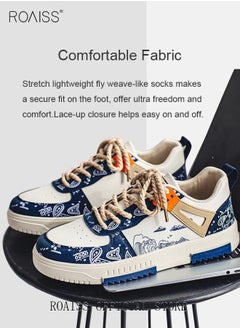 roaiss New Men Lace up Front Colorblock Sneakers Sport Outdoor Canvas Skate Shoes Casual Lightweight Comfy Men Walking Shoes for Young Men Teenagers Spring and Summer  - Image 4