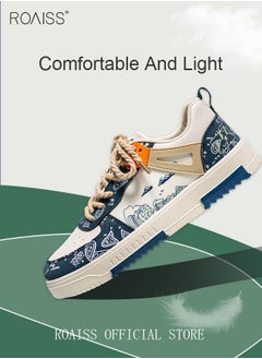 roaiss New Men Lace up Front Colorblock Sneakers Sport Outdoor Canvas Skate Shoes Casual Lightweight Comfy Men Walking Shoes for Young Men Teenagers Spring and Summer  - Image 5
