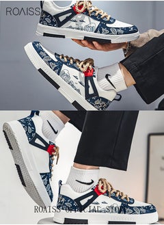 roaiss New Men Lace up Front Colorblock Sneakers Sport Outdoor Canvas Skate Shoes Casual Lightweight Comfy Men Walking Shoes for Young Men Teenagers Spring and Summer  - Image 2