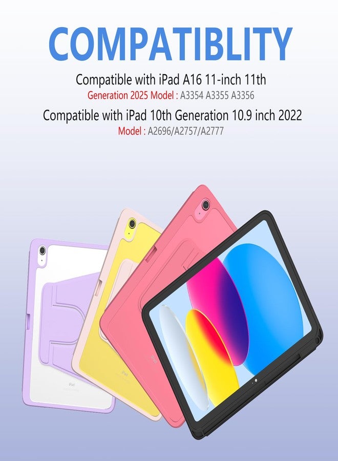 MMK for iPad 11th 10th Generation with Keyboard,iPad A16 Case with Keyboard, 7 Colors Backlit Wireless Removable, 360 Degree Rotating ipad A16 Case with Pencil Stand -Black - Image 2