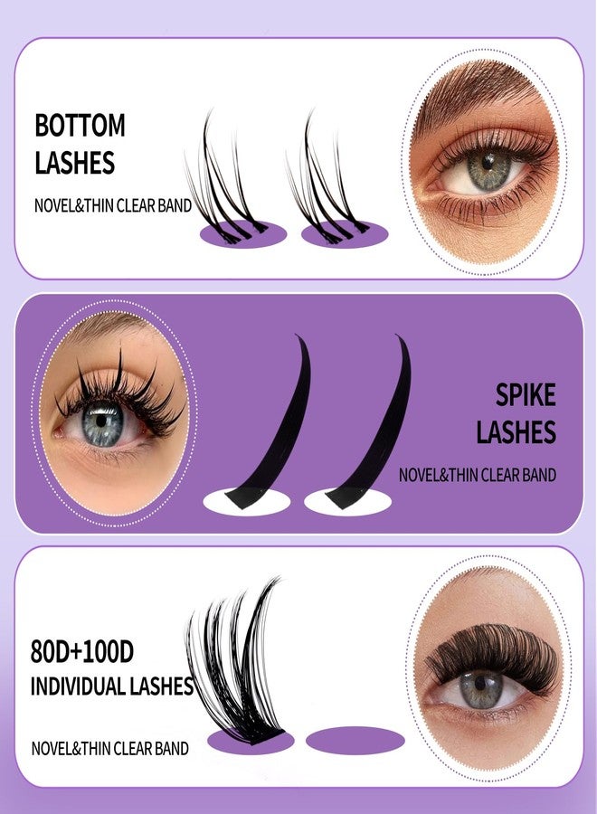 WENDY LASHES DIY Lash Clusters with Spikes Bottom Eyelash Clusters Spike Manga Individual Lashes Clusters Natural Look Eyelash Clusters Bottom Lashes Wispy Cluster Eyelash Extensions(80+100,12-18mm,0.07D) - Image 3