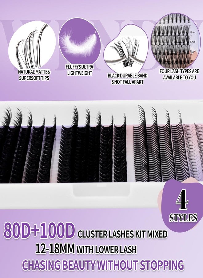 WENDY LASHES DIY Lash Clusters with Spikes Bottom Eyelash Clusters Spike Manga Individual Lashes Clusters Natural Look Eyelash Clusters Bottom Lashes Wispy Cluster Eyelash Extensions(80+100,12-18mm,0.07D) - Image 4