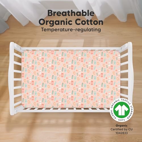 KeaBabies 2-Pack Organic Crib Sheets for Boys, Girls - 52x28 Fitted Crib Mattress Sheet Neutral, Breathable Jersey Cotton Cover for Baby Bed, Toddler Mattress, Soft & Cute Prints (Beach Day) - Image 2