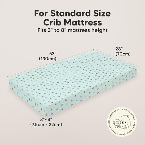 KeaBabies 2-Pack Organic Crib Sheets for Boys, Girls - 52x28 Fitted Crib Mattress Sheet Neutral, Breathable Jersey Cotton Cover for Baby Bed, Toddler Mattress, Soft & Cute Prints (Beach Day) - Image 3