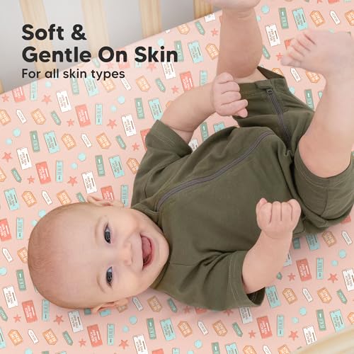 KeaBabies 2-Pack Organic Crib Sheets for Boys, Girls - 52x28 Fitted Crib Mattress Sheet Neutral, Breathable Jersey Cotton Cover for Baby Bed, Toddler Mattress, Soft & Cute Prints (Beach Day) - Image 4
