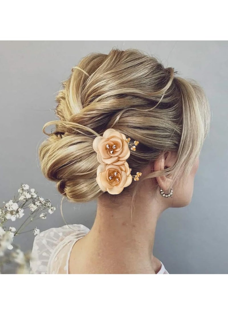 Excefore Flower Hair Bun Maker, 2 PcsElegant Lazy Hair Curler, Crystal Hair Bun Maker, Hairstyle Twist Bun Maker, Elegant Hair Accessories for Girl Friend Thick Thin Long Hair - Image 5
