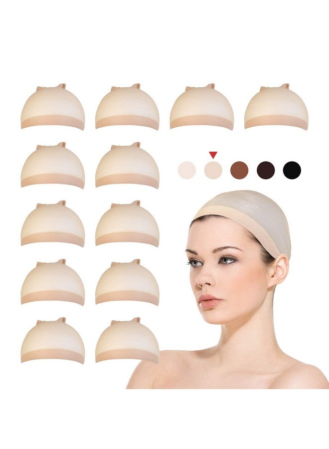 STUDIO LIMITED 12 Pcs Perfect Fit Ultra Thin & Expandable Stocking Wig Cap Each Pack Contains 2 Wig Caps (6 Pack Natural Beige) - Image 1