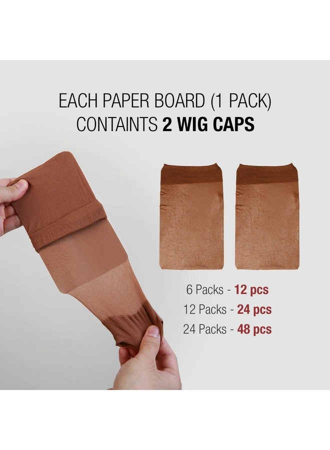 STUDIO LIMITED 12 Pcs Perfect Fit Ultra Thin & Expandable Stocking Wig Cap Each Pack Contains 2 Wig Caps (6 Pack Natural Beige) - Image 5