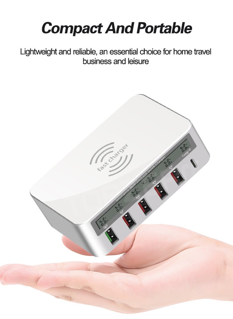 Generic - USB fast charger multi port 100w 6 Port USB fast charging station, fuhaoxan fast charging 3.0 QC 3.0 and PD speed charger, maximum wireless charging 10W, suitable for iPhone XS - Image 1
