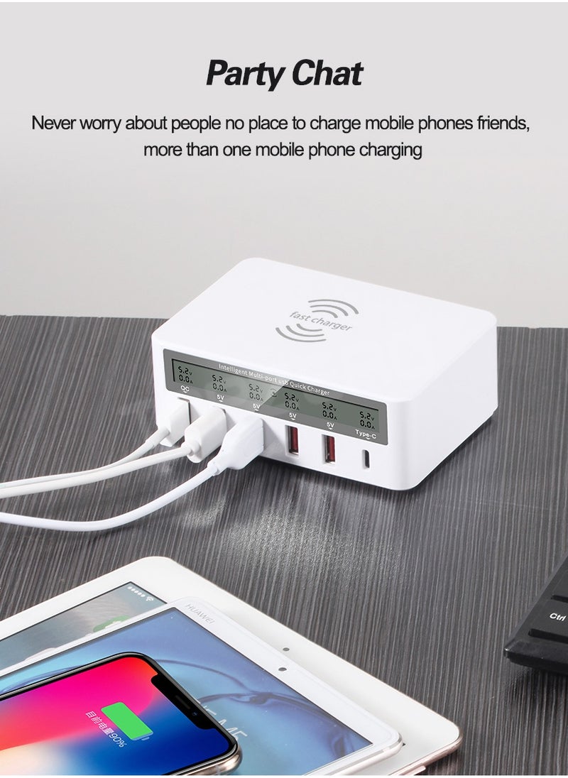 Generic - USB fast charger multi port 100w 6 Port USB fast charging station, fuhaoxan fast charging 3.0 QC 3.0 and PD speed charger, maximum wireless charging 10W, suitable for iPhone XS - Image 1