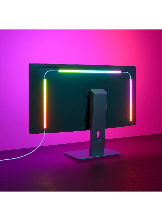 فايلور إضاءات خلفية LED للشاشة، أضواء شريطية LED، تتزامن مع لون الشاشة أو الموسيقى للألعاب والأفلام وغيرها. تحكم بالبرامج، شريط إضاءة كمبيوتر RGBIC خلف الشاشة، يعمل بـ USB (24 بوصة)  - Image 1