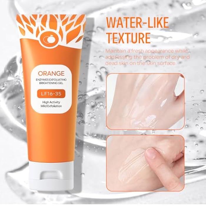 FREEORR Orange Exfoliating Gel for Face and Body, Deep Clean Pores, Remove Blackheads, Exfoliating Moisturizing Facial Scrub Exfoliator Natural Orange Peeling Gel for All Types Skin-2 PCS - Image 3