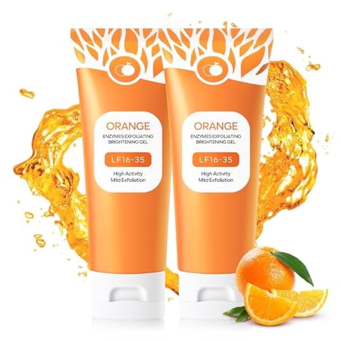 FREEORR Orange Exfoliating Gel for Face and Body, Deep Clean Pores, Remove Blackheads, Exfoliating Moisturizing Facial Scrub Exfoliator Natural Orange Peeling Gel for All Types Skin-2 PCS - Image 1