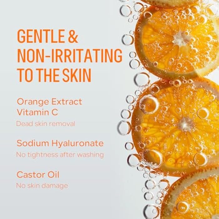FREEORR Orange Exfoliating Gel for Face and Body, Deep Clean Pores, Remove Blackheads, Exfoliating Moisturizing Facial Scrub Exfoliator Natural Orange Peeling Gel for All Types Skin-2 PCS - Image 2