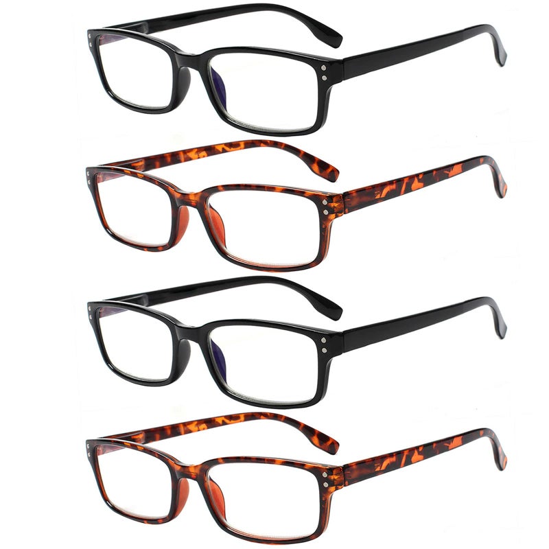 Kerecsen 4 Pack Reading Glasses for Women/Men Spring Hinges Readers Glasses Lightweight Eyeglasses (2 Black 2 Tortoise  2.00) - Image 1