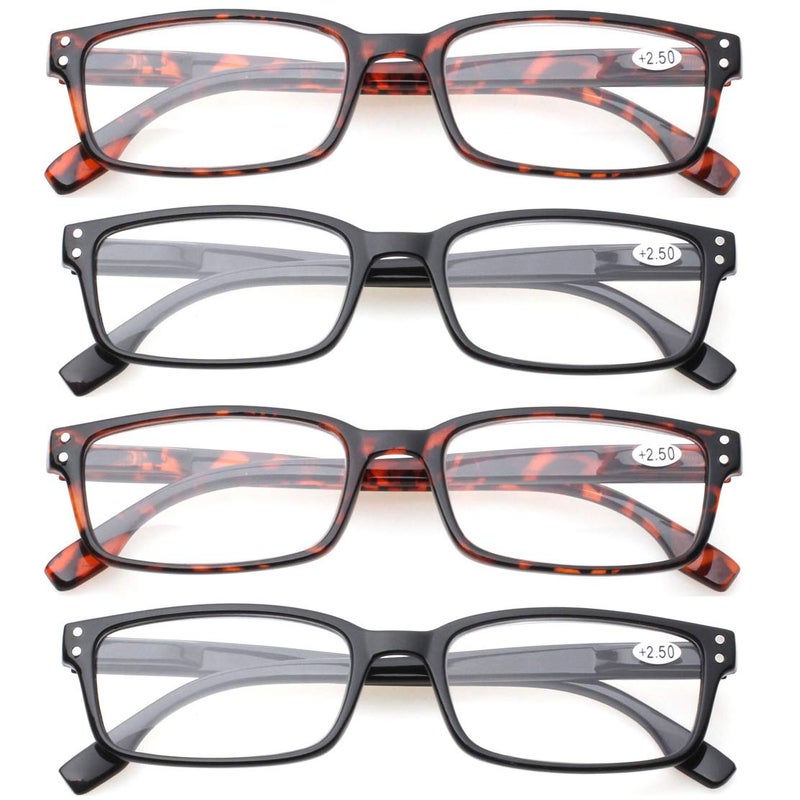 Kerecsen 4 Pack Reading Glasses for Women/Men Spring Hinges Readers Glasses Lightweight Eyeglasses (2 Black 2 Tortoise  2.00) - Image 5