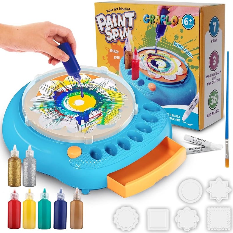 GRAFLO Paint Spin Art Machine Kit for Kids - Arts & Crafts for Boys & Girls Ages 6-12, Creative Spinner Toy Set with Paints, Artboards & Brushes - Fun Birthday Gift Idea - Image 1