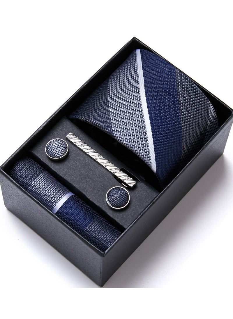 Stripes Patterned Necktie Suit Gift Box Set