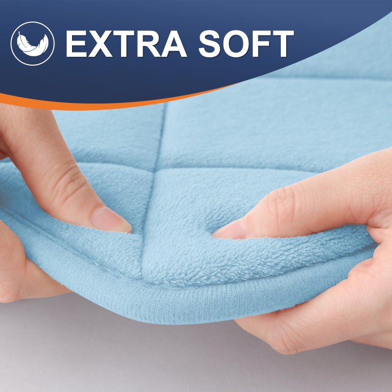 OLANLY Memory Foam Bath Mat 30x20  Ultra Soft and Absorbent Bathroom Mat  Machine Washable Bathroom Rugs  Comfortable  Thick Bath Rugs Carpet for Bathroom Floor  Tub and Shower  Sky Blue - Image 3