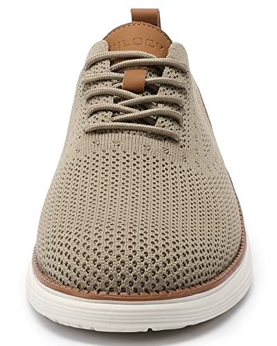 VILOCY Men's Casual Dress Sneakers Oxfords Business Shoes Lace Up Lightweight Comfortable Breathable Walking Knit Mesh Fashion Sneakers Tennis Khaki,EU45 - Image 5