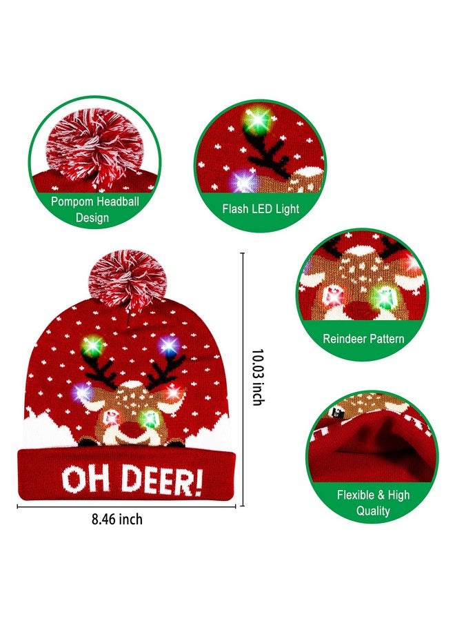 MGparty 2 Pack Knitted Hat with 2 Flashing Modes for Holiday Xmas Christmas (One Size Fits More) - Image 3