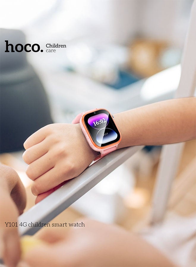 هوكو. ساعة أطفال - ساعة ذكية من هوكو Y101 للأطفال - وردي (تدعم شبكة 4G - GPS) - Image 4