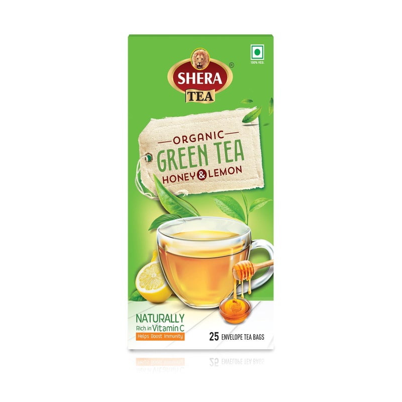 SHERA ORGANIC GREEN TEA BAGS HONEY & LEMON - Image 2
