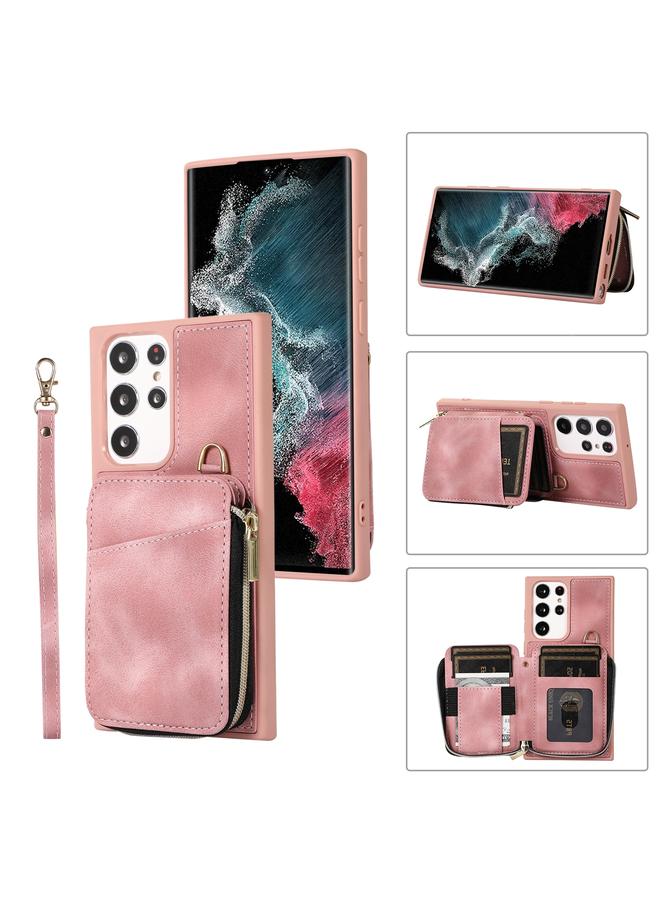 erorex Case For Samsung Galaxy S22 Ultra 5G Zipper Card Bag Back Cover Phone Case - Image 1